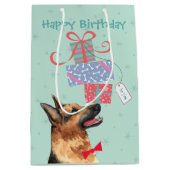 Birthday Cadeaus German Shepherd Medium Gift Bag Cadeauzakje (Voorkant)
