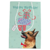 Birthday Cadeaus German Shepherd Medium Gift Bag Medium Cadeauzakje (Achterkant)