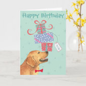 Birthday Cadeaus Golden Retriever Kaart (Gele Bloem)