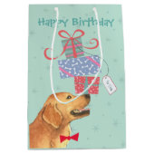 Birthday Cadeaus Golden Retriever Medium Cadeauzakje (Voorkant)