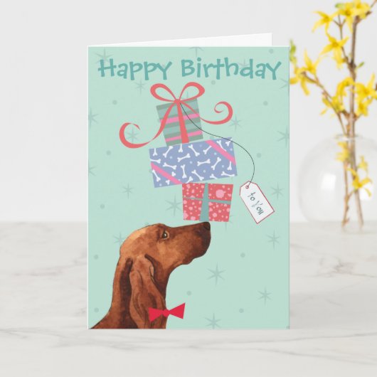 Birthday Cadeaus Irish Setter Kaart (Gele Bloem)