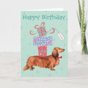 Birthday Cadeaus Longhaire Dachshund Kaart