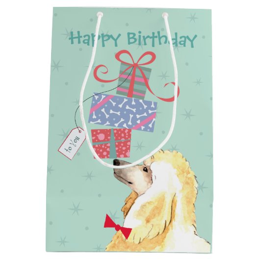 Birthday Cadeaus Poodle Medium Cadeauzakje (Achterkant)