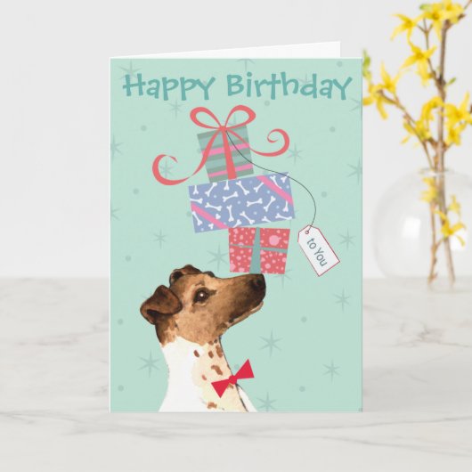 Birthday Cadeaus Smooth Fox Terrier Kaart (Gele Bloem)