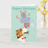 Birthday Cadeaus Wire Fox Terrier Kaart (Gele Bloem)