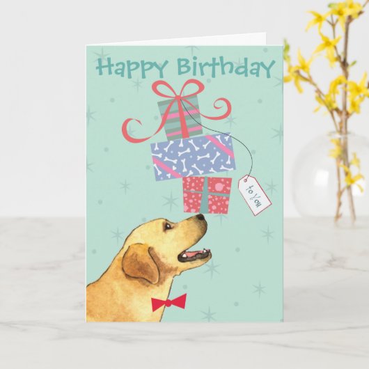 Birthday Cadeaus Yellow Lab Kaart (Gele Bloem)
