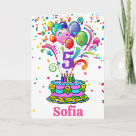 Birthday Cake Add Child's Name Age Cute Custom Kaart