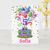 Birthday Cake Add Child's Name Age Cute Custom Kaart (Gele Bloem)