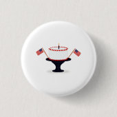 Birthday Cake American Flag Pin Button (Voorkant)