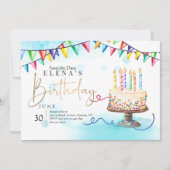 Birthday Cake and Banners Invitation Kaart (Voorkant)