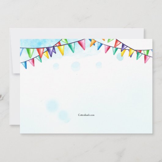 Birthday Cake and Banners Invitation Kaart (Achterkant)