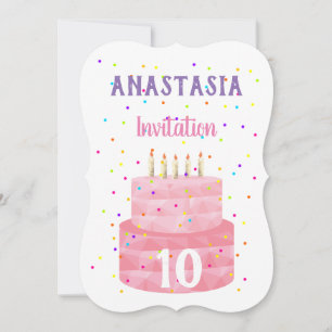 Birthday Cake and Candles Age Invite Kaart