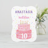 Birthday Cake and Candles Age Invite Kaart (Staand voorkant)