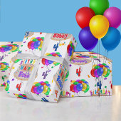 Birthday Cake Balloons personaliseren de naam van Cadeaupapier