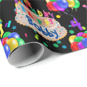 Birthday Cake Balloons personaliseren de naam van Cadeaupapier (Rol Hoek)