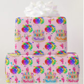 Birthday Cake Balloons personaliseren NAAM AGL Rol Cadeaupapier