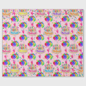 Birthday Cake Balloons personaliseren NAAM AGL Rol Cadeaupapier (Vlak)