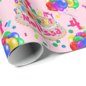 Birthday Cake Balloons personaliseren NAAM AGL Rol Cadeaupapier (Rol Hoek)