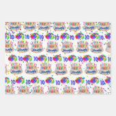 Birthday Cake Balloons toevoegen NAAM AGE Boys Inpakpapier Vel (Voorkant 3)