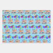 Birthday Cake Balloons toevoegen NAAM AGE Boys Inpakpapier Vel (Voorkant 2)