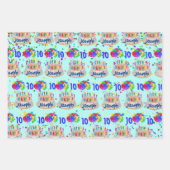 Birthday Cake Balloons toevoegen NAAM AGE Boys Inpakpapier Vel (Voorkant)