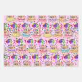 Birthday Cake Balloons toevoegen NAAM leeftijdsmei Inpakpapier Vel (Voorkant 3)