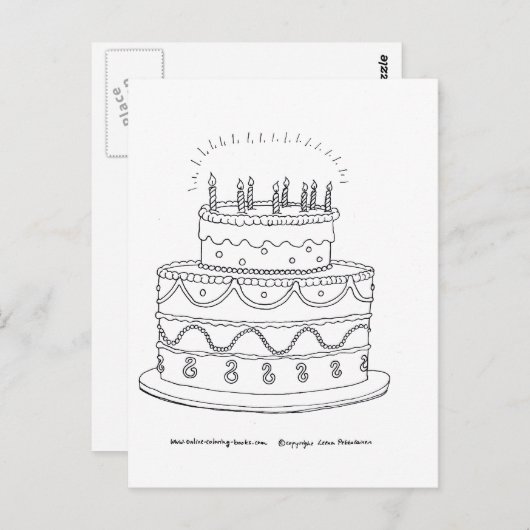 Birthday Cake Briefkaart (Voorkant / Achterkant)