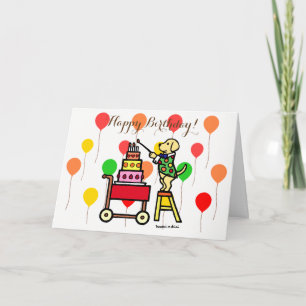 Birthday Cake Candles Yellow Labrador Card Kaart