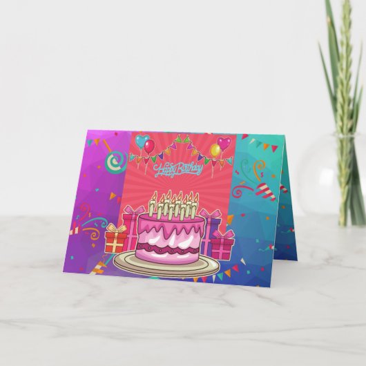 Birthday Cake Card Kaart (Voorkant)