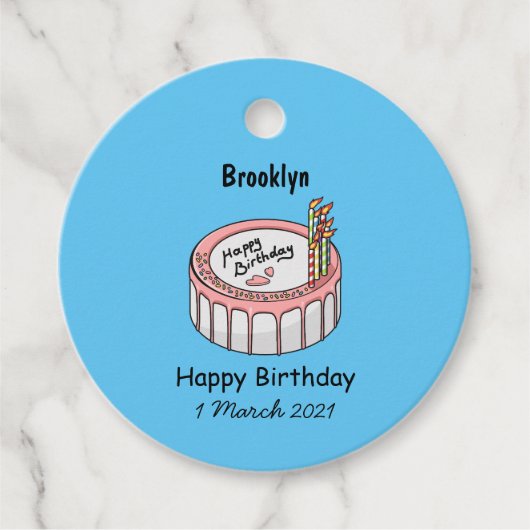 Birthday cake cartoon illustratie bedankjes labels (Voorkant)
