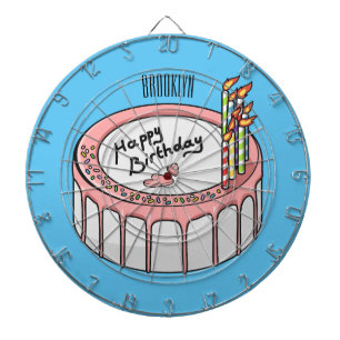 Birthday cake cartoon illustratie dartbord