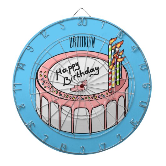 Birthday cake cartoon illustratie dartbord (Voorkant)
