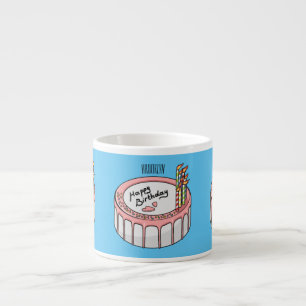 Birthday cake cartoon illustratie espresso kop