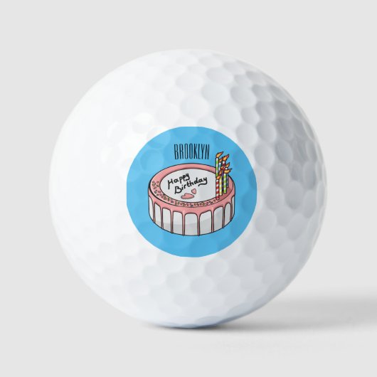 Birthday cake cartoon illustratie golfballen (Voorkant)
