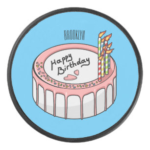 Birthday cake cartoon illustratie hockey puck