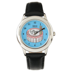 Birthday cake cartoon illustratie horloge