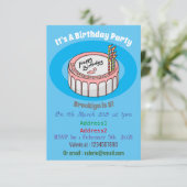 Birthday cake cartoon illustratie kaart (Staand voorkant)