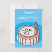 Birthday cake cartoon illustratie kaart (Achterkant)