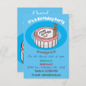 Birthday cake cartoon illustratie kaart (Voorkant / Achterkant)