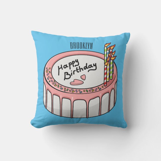 Birthday cake cartoon illustratie kussen (Voorkant)