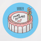 Birthday cake cartoon illustratie labels (Design 1)