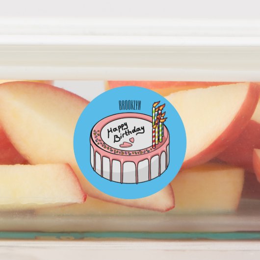 Birthday cake cartoon illustratie labels (Aangebracht)