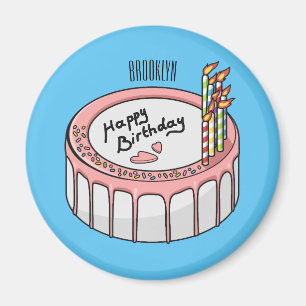 Birthday cake cartoon illustratie magneet