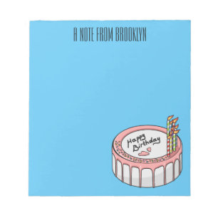 Birthday cake cartoon illustratie notitieblok