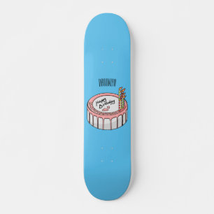 Birthday cake cartoon illustratie persoonlijk skateboard