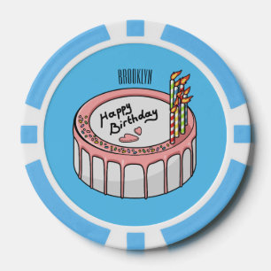 Birthday cake cartoon illustratie poker chips