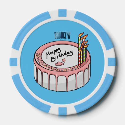Birthday cake cartoon illustratie poker chips (Voorkant)