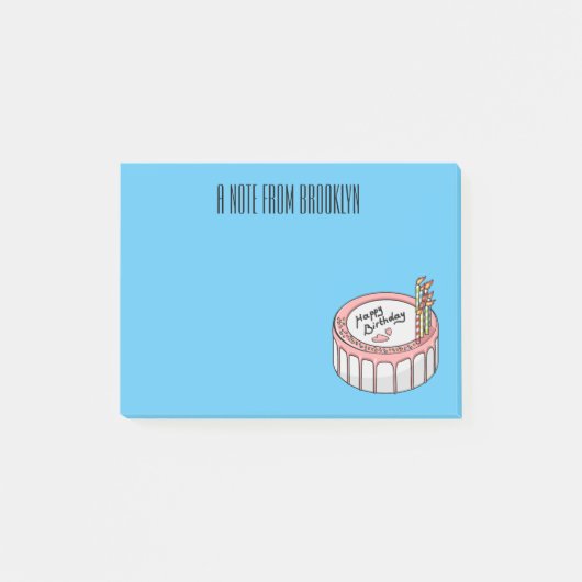 Birthday cake cartoon illustratie post-it® notes (Voorkant)