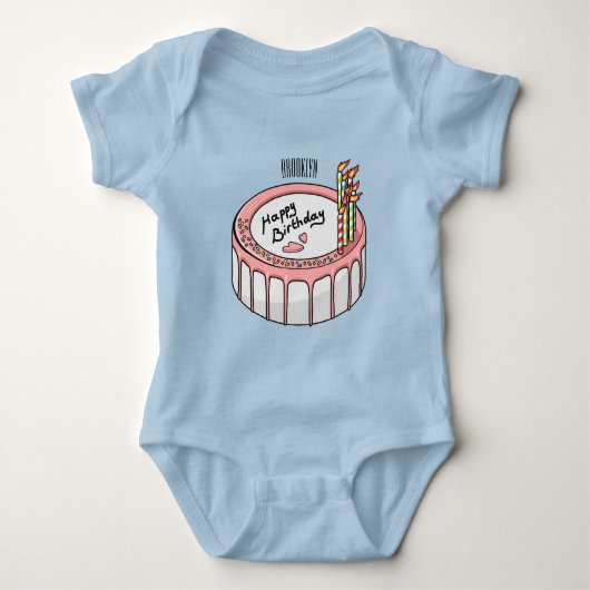 Birthday cake cartoon illustratie romper (Voorkant)