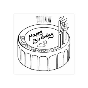 Birthday cake cartoon illustratie rubberstempel